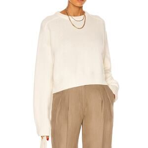 Loulou De Saison Bruzzi Wool Cashmere Cropped Heavyweight Sweater M Creme